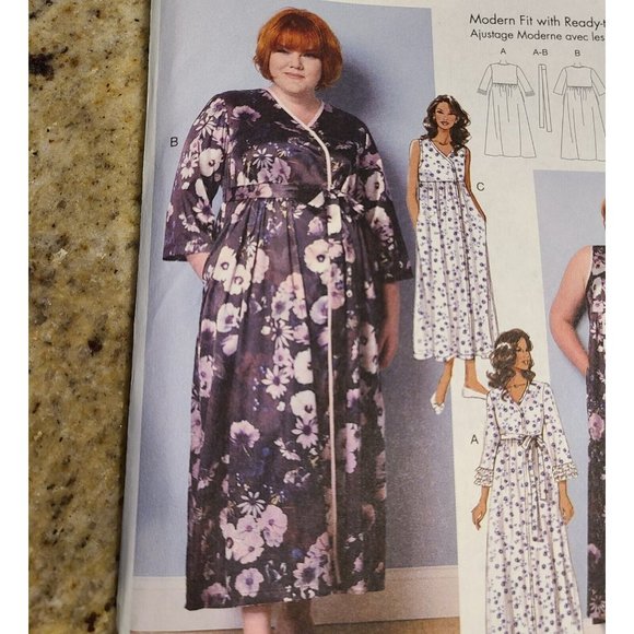 Butterick 6300 Robe Pajama Negligee Pattern Size 2x-6X Empire Waist - Picture 2 of 10